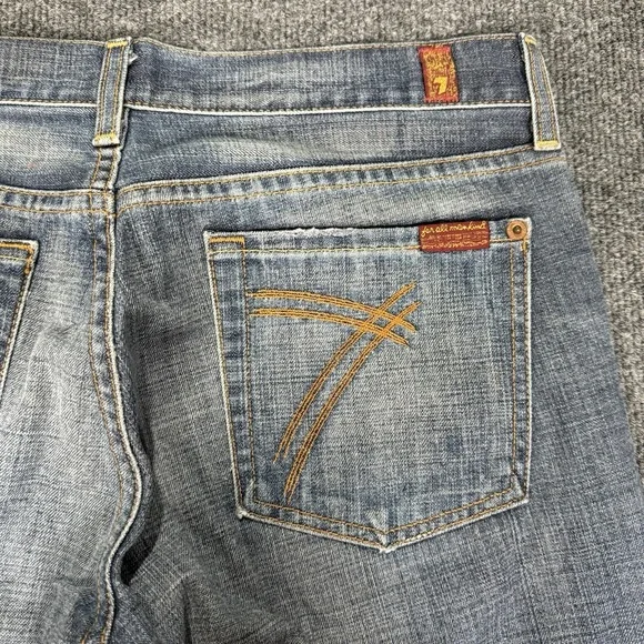 7 For All Mankind Dojo Bootcut Jeans Women's Size 29 Blue Low Rise Flare - Picture 3 of 10